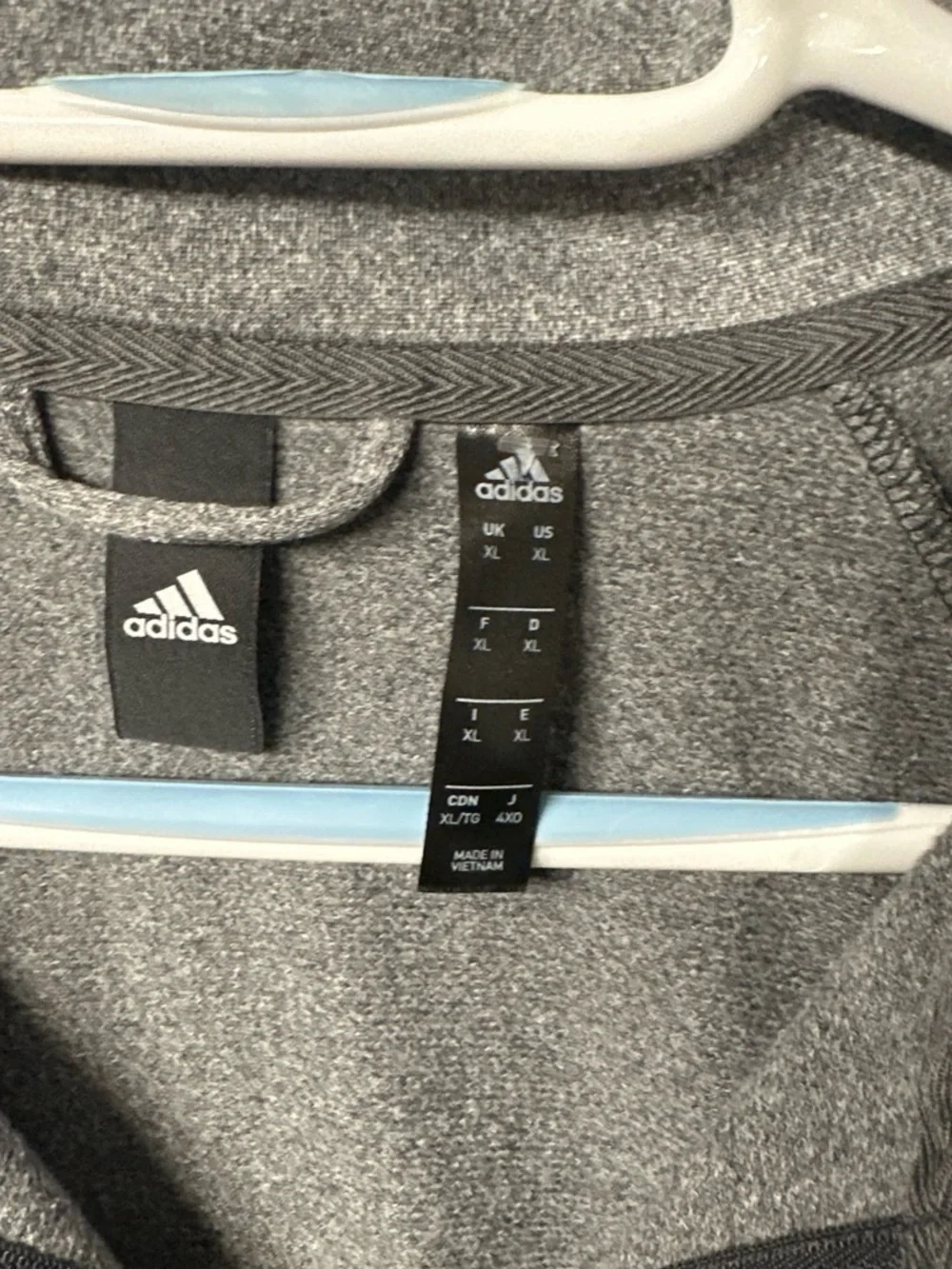 adidas Men’s Gray Performance Full-Zip Jacket with Black Stripes size xl XLarge